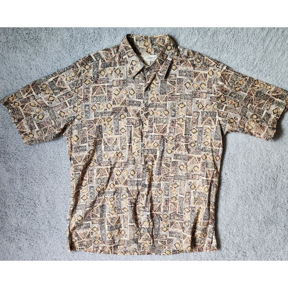 Tori Richard Cotton Lawn Print Short Sleeve Button Up Hawaiian Shirt Size Medium